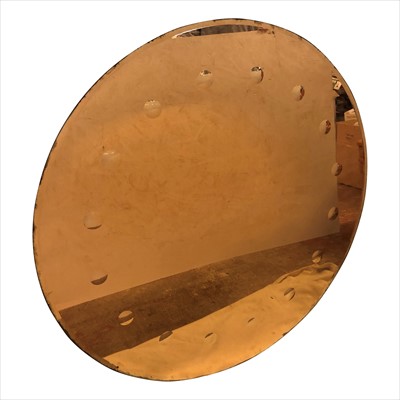 Lot 3355 - A large circular Art Deco wall mirror, with...