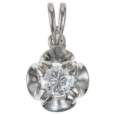 Lot 211 - A modern 18ct white gold and 0.40ct (approx) diamond single-stone pendant.