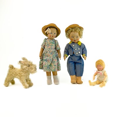 Lot 875 - Chad Valley Felt Dolls etc