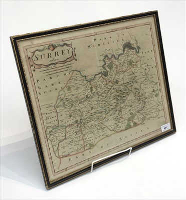 Lot 491 - MORDEN (ROBERT). 'Surrey.' hand col engr map,...