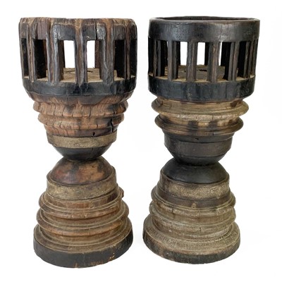 Lot 501 - A pair of Middle Eastern unusual large candle holders.
