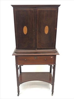 Lot 3373 - An inlaid mahogany cabinet on stand, late 19th...