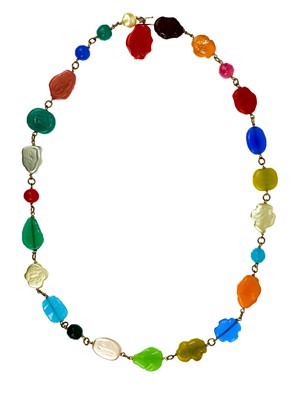 Lot 578 - A Chanel multi-coloured glass bead and gold-tone belt or necklace.