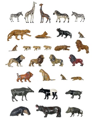 Lot 876C - Lead zoo animals - zebras, giraffes, hippos, lions, tigers etc.