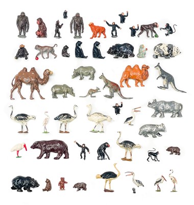 Lot 876D - Lead zoo animals - bears, monkeys, rhinos, camels, birds, etc.