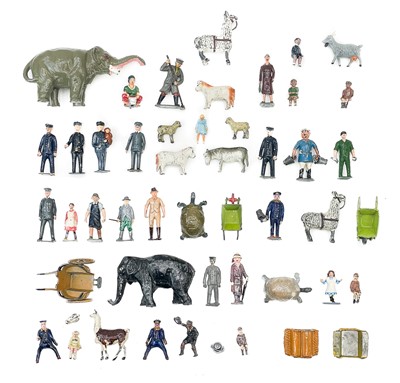 Lot 876E - Lead zoo figures - special rides, keepers etc.