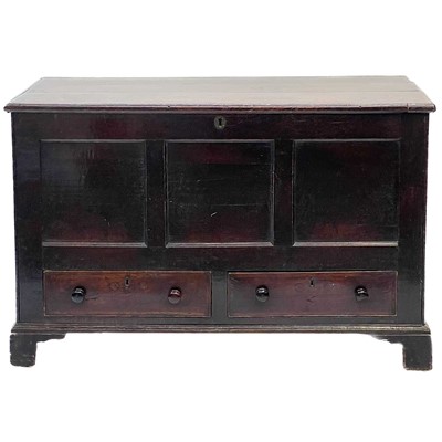 Lot 313 - A George III oak mule chest.