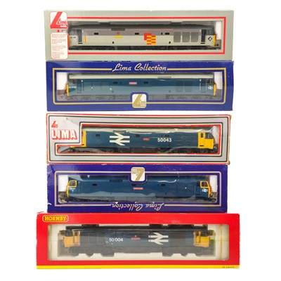 Lot 638C - BR diesels Class 50 (D400-D449) Hornby / Lima various liveries (x5 engines)