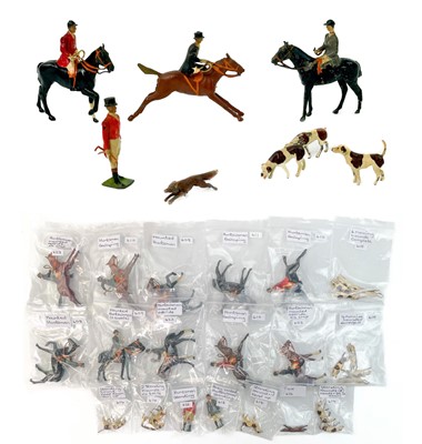 Lot 883T - Britains Hunt ten mounted figures, two on foot, 14 hounds and a fox