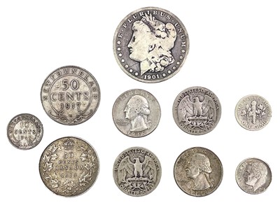 Lot 123 - Canada / Newfoundland / USA silver coinage (x9 coins)