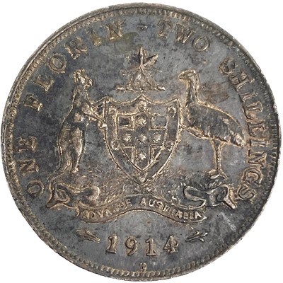 Lot 124 - Australia rare 1914H two shilling coin