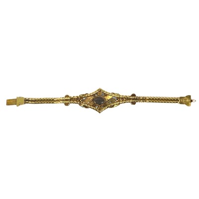 Lot 327 - A good early Victorian high-purity gold turquoise set bracelet.