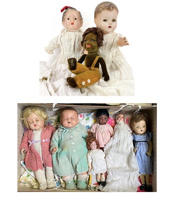 Lot 894 - A Collection of Dolls (x9) in Two Period Suitcases.