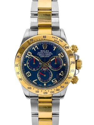 Lot 475 - Rolex - A Rolex Cosmograph Daytona 18ct gold and steel gentleman's bracelet wristwatch, ref. 116523.