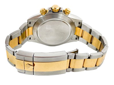 Lot 475 - Rolex - A Rolex Cosmograph Daytona 18ct gold and steel gentleman's bracelet wristwatch, ref. 116523.