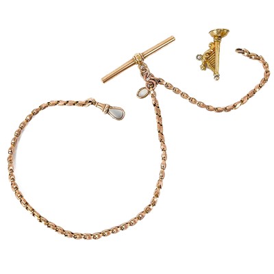 Lot 65 - A 9ct gold fancy link Albert watch chain.