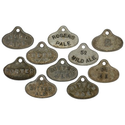 Lot 8 - A group of ten cast metal cellar beer labels.