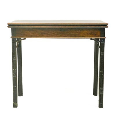 Lot 642 - A 19th century mahogany fold over card table in the Chippendale manner.