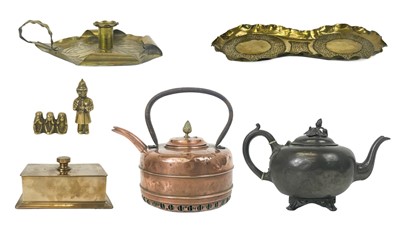 Lot 31 - A large substantial brass blotter and desk tidy.