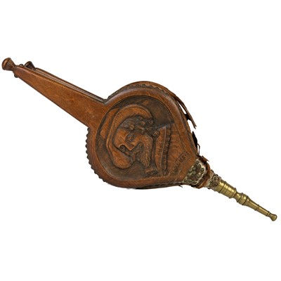 Lot 367 - A pair of Victorian oak and brass bellows.