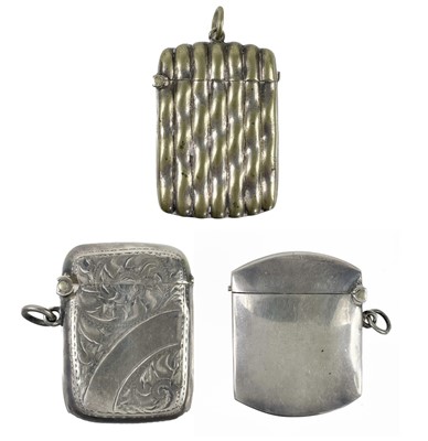 Lot 92 - Two silver fob vesta cases and a silver plated vesta case.