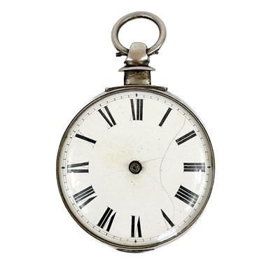 Lot 63 - A 19th-century silver fusee key wind pocket watch for spares or repairs.