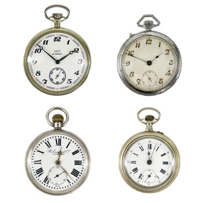 Lot 64 - Four crown wind pocket watches for spares and repairs.