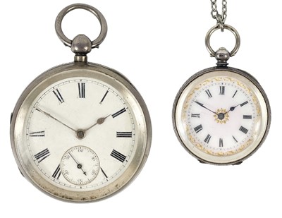 Lot 58 - A silver-cased key wind pocket watch and a 935 silver-cased fob watch.