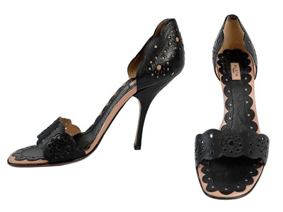 Lot 537 - A pair of Alaia Paris black leather Stiletto heels, size 40.