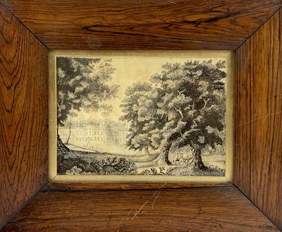 Lot 314 - A late George III black thread, silk and hairwork embroidered picture.