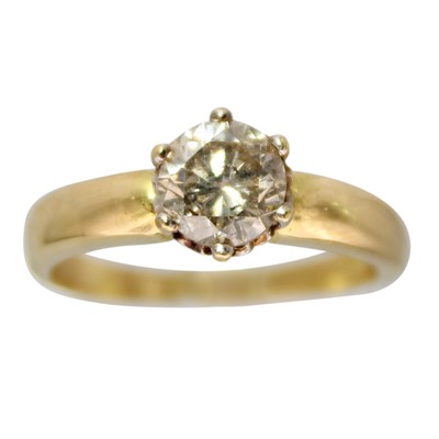 Lot 159 - An 18ct 1.03ct (approx.) diamond solitaire ring.