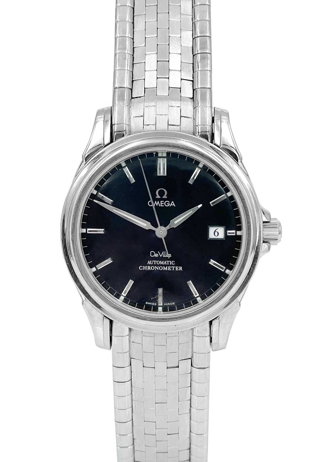 Lot 170 - OMEGA - A De Ville Automatic Chronometer Co-Axial Escapement stainless steel bracelet wristwatch.