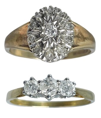 Lot 103 - Two 9ct diamond set rings.