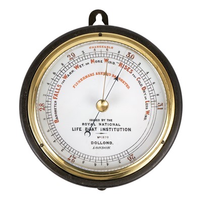Lot 41 - A late 19th century bulkhead Fishermans Aneroid Barometer.