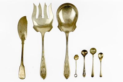 Lot 26 - A silver serving fork and spoon marked STERLING.