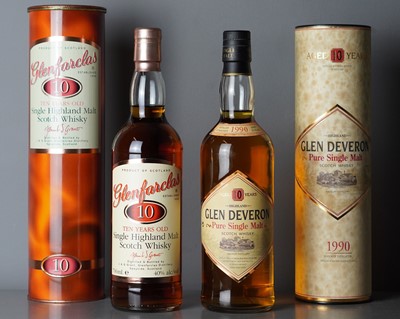 Lot 27 - Glenfarclas 70CL 10-year-old Single Highland Malt & Glen Deveron 70CL Single Malt 1990