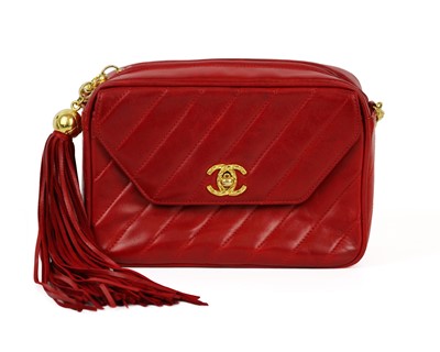 Lot 533 - A Chanel red lambskin leather camera bag.