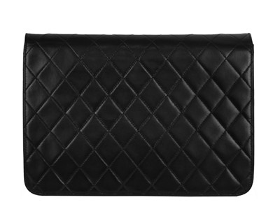 Lot 388 - A Chanel black quilted lambskin single flap wallet shoulder bag.