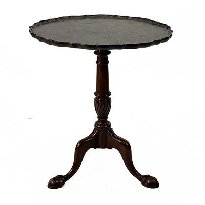 Lot 206 - A George III style burr elm pie crust tripod wine table.