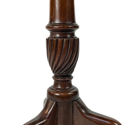 Lot 1089 - A George III style burr elm pie crust tripod wine table.