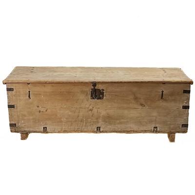 Lot 51 - A continental large pine chest or coffer.