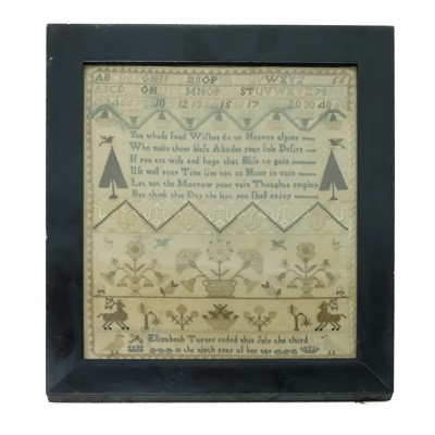 Lot 6 - A 19th century sampler by  Elizabeth Turner.