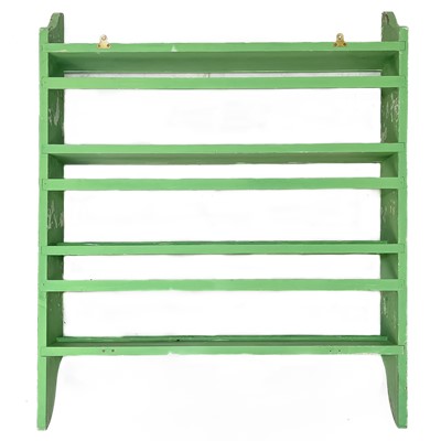 Lot 33 - A Green painted  Victorian kitchen wall plate rack.