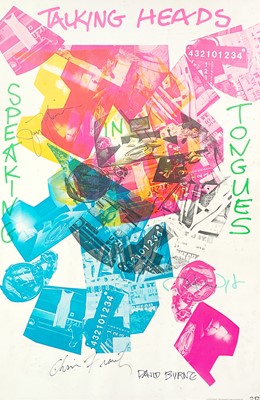 Lot 74 - Signed; Talking Heads 'Speaking in Tongues' poster.