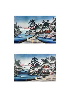 Lot 1066 - A pair of Japanese reverse glass paintings, 19th century.