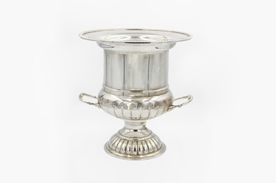 Lot 155 - A silver on copper Campana form wine cooler with lift out compartment.