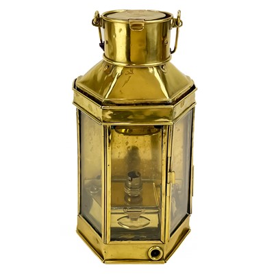 Lot 258 - A ship's brass bulkhead lamp stamped Bulpitt 1912.
