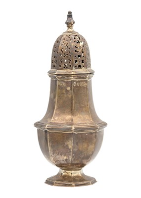 Lot 41 - A Victorian silver pedestal caster by Blunt, Wray & Co.