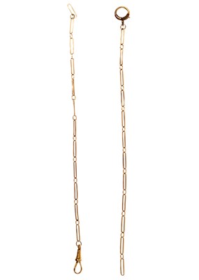 Lot 87 - A 9ct rose gold Albert watch chain.