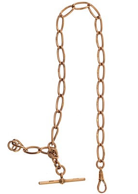 Lot 74 - A 9ct rose gold Albert watch chain.